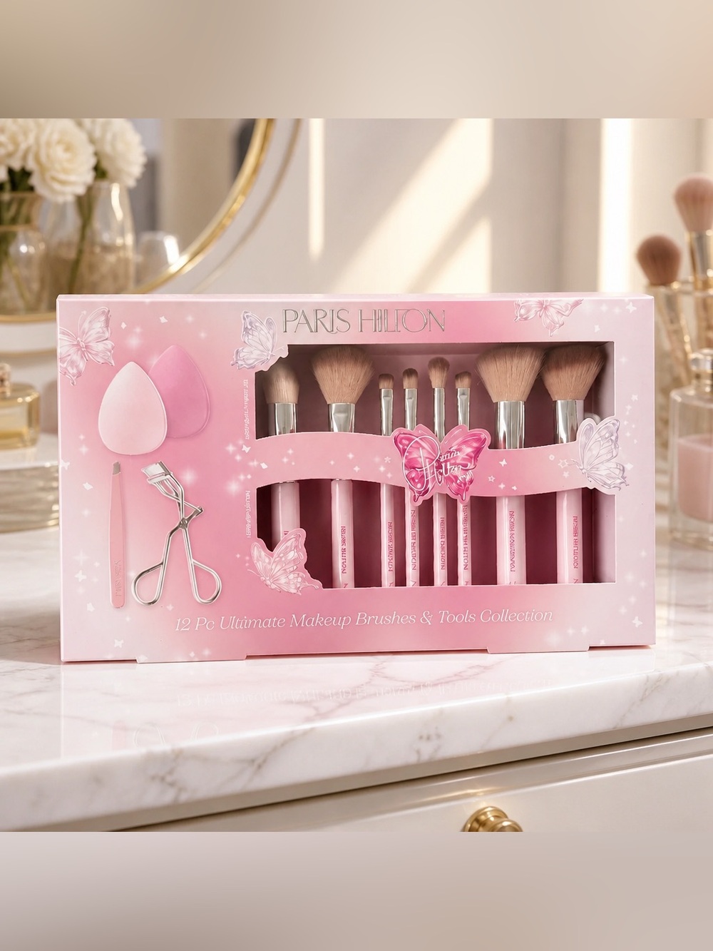 Paris Hilton Pink 12-Piece Beauty Accessory Gift Set New